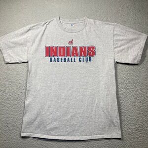 Vintage Cleveland Indians Baseball Club‎ T Shirt Mens Large Gray Chief Wahoo MLB